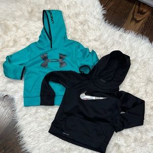 TWO hoodies! Size 4. Nike and Under Armour